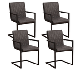 Dining room chairs - Set of 4 Dining room chairs Ruben Industrial Anthracite - Faux leather - With Armrests - Dimehouse