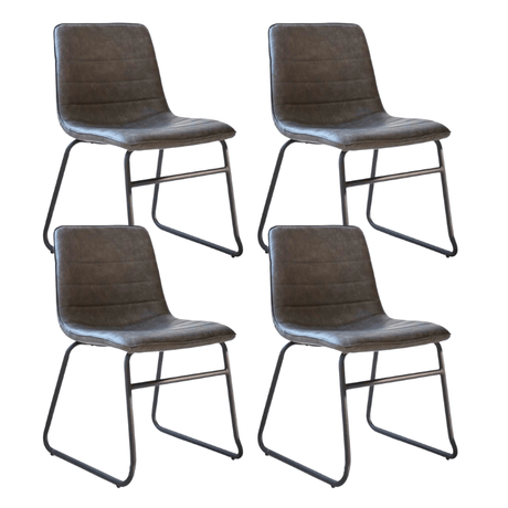 Dining room chairs - Set of 4 Industrial Dining room chairs Mark Anthracite Faux Leather - Without Armrests - Dimehouse