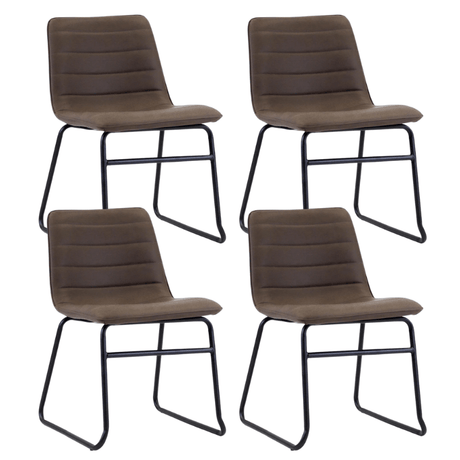 Dining room chairs - Set of 4 Industrial Dining room chairs Mark Taupe Faux Leather - Without Armrests - Dimehouse