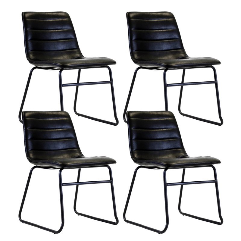 Dining room chairs - Set of 4 Industrial Dining room chairs Mark Black Faux Leather - Without Armrests - Dimehouse