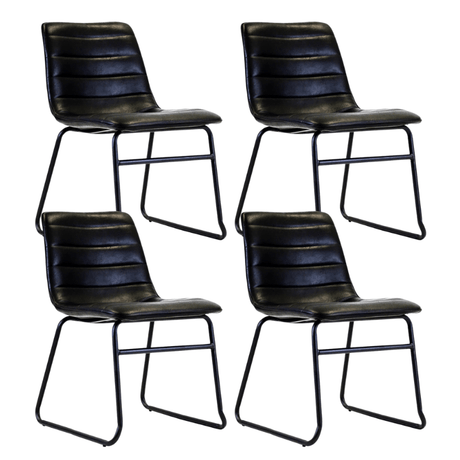 Dining room chairs - Set of 4 Industrial Dining room chairs Mark Black Faux Leather - Without Armrests - Dimehouse