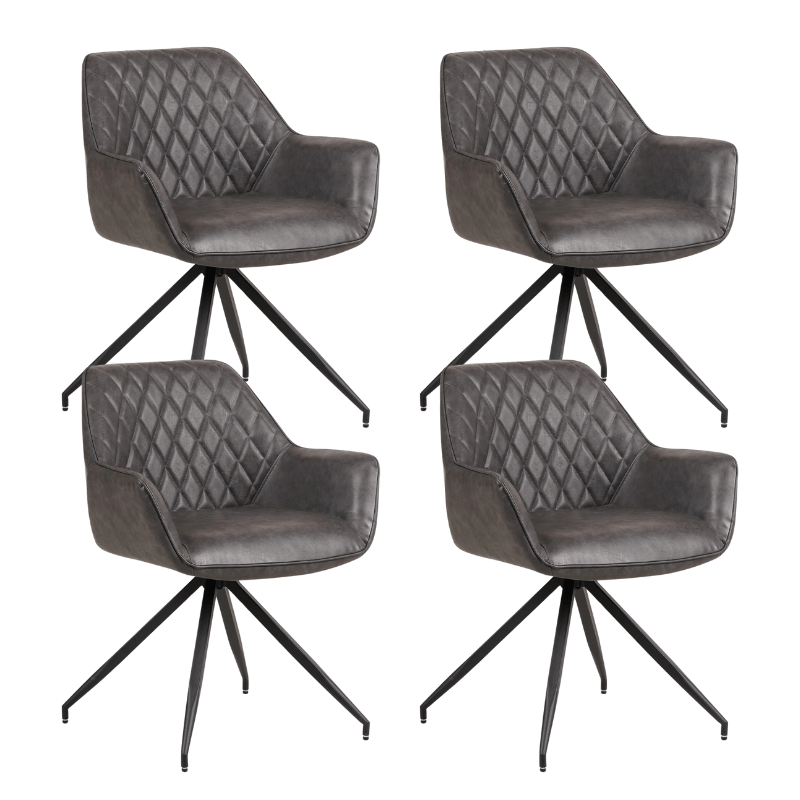 Dining room chairs - Set of 4 Industrial Dining room chairs Gian Anthracite - With Armrests - Dimehouse