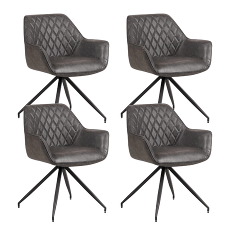 Dining room chairs - Set of 4 Industrial Dining room chairs Gian Anthracite - With Armrests - Dimehouse