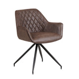 Dining room chairs - Industrial Dining room chair Taupe Gian - Faux leather - Check pattern - With Armrests - Dimehouse