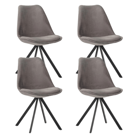 Dining room chairs - Set of 4 Dining room chairs Jace Velvet Gray - Without Armrests - Dimehouse