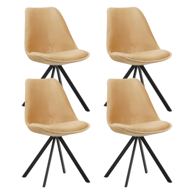 Dining room chairs - Set of 4 Dining room chairs Jace Velvet Beige - Without Armrests - Dimehouse