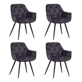 Dining room chairs - Set of 4 Dining room chairs Velvet Anthracite Fabric Audrey - With Armrests - Dimehouse