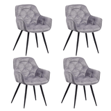 Dining room chairs - Set of 4 Dining room chairs Velvet Gray Fabric Audrey - With Armrests - Dimehouse
