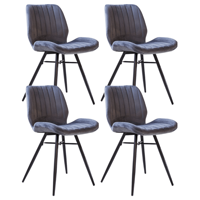 Dining room chairs - Set of 4 Dining room chairs Beau Anthracite Velvet Fabric - Without Armrests - Dimehouse