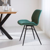 Dining room chairs - Beau Dining room chair Green Velvet Fabric - Without Armrests - Dimehouse