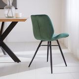 Dining room chairs - Beau Dining room chair Green Velvet Fabric - Without Armrests - Dimehouse