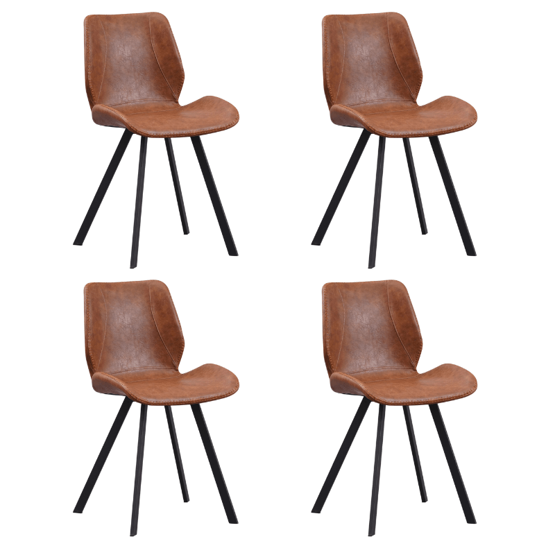 Dining room chairs - Set of 4 Dining room chairs Industrial Cognac Faux Leather Barry - Without Armrests - Dimehouse