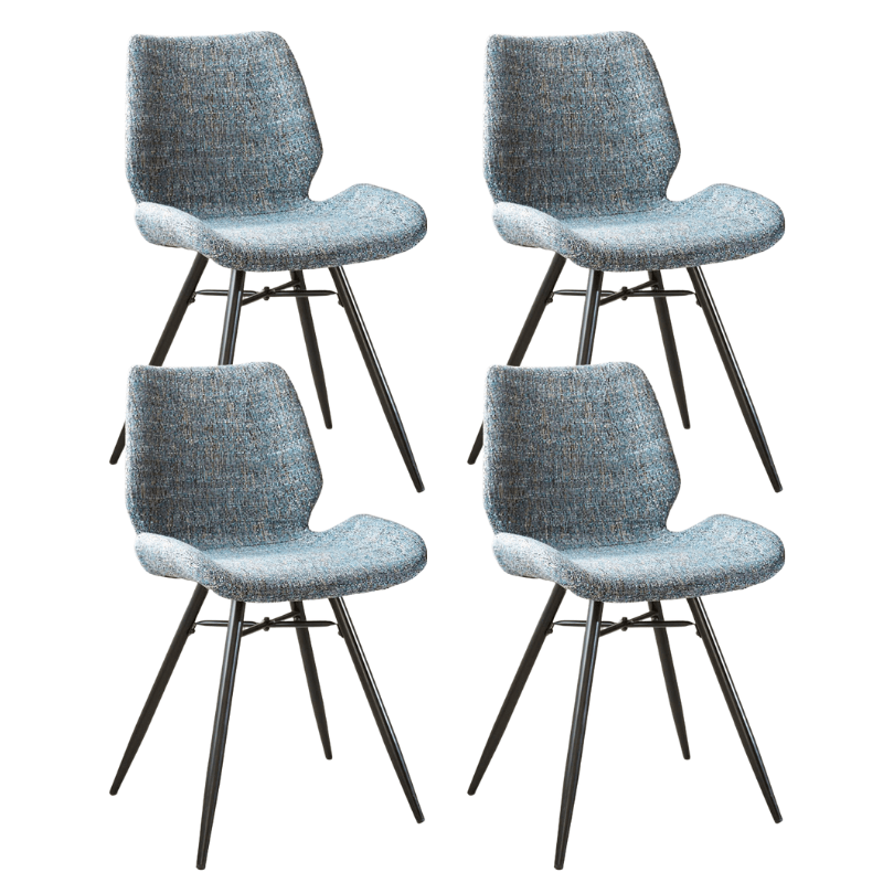 Dining room chairs - Set of 4 Dining room chairs Beau Blue Chenille Fabric - Without Armrests - Dimehouse