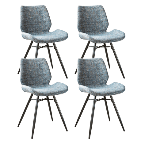 Dining room chairs - Set of 4 Dining room chairs Beau Blue Chenille Fabric - Without Armrests - Dimehouse