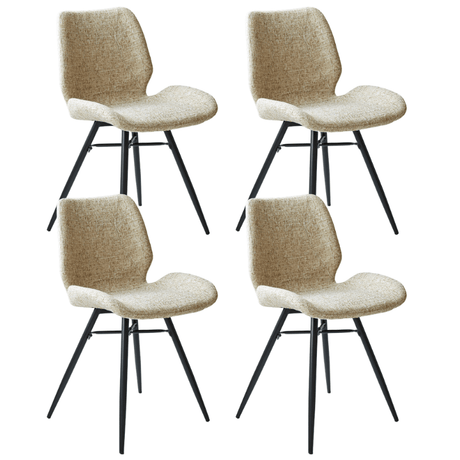 Dining room chairs - Set of 4 Dining room chairs Beau Cream Chenille Fabric - Without Armrests - Dimehouse