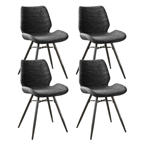 Dining room chairs - Set of 4 Dining room chairs Beau Anthracite Chenille Fabric - Without Armrests - Dimehouse