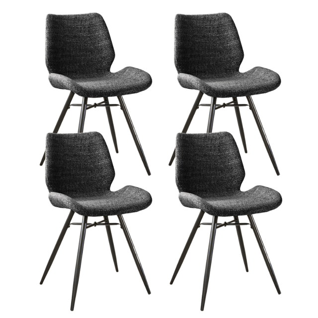 Dining room chairs - Set of 4 Dining room chairs Beau Anthracite Chenille Fabric - Without Armrests - Dimehouse