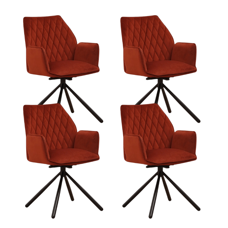 Dining room chairs - Set of 4 Swivel dining room chairs Novan Copper-colored Velvet - 180° Rotatable - Dimehouse