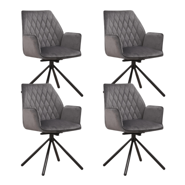 Dining room chairs - Set of 4 Swivel dining room chairs Novan Anthracite Velvet - 180° Rotatable - Dimehouse