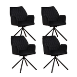 Dining room chairs - Set of 4 Rotatable dining room chairs Novan Black Velvet - 180° Rotatable - Dimehouse
