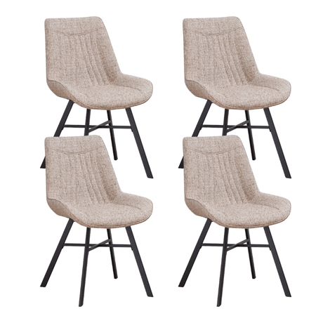Dining room chairs - Set of 4 Dining room chairs Jada Chenille Fabric Beige - Without Armrests - Dimehouse