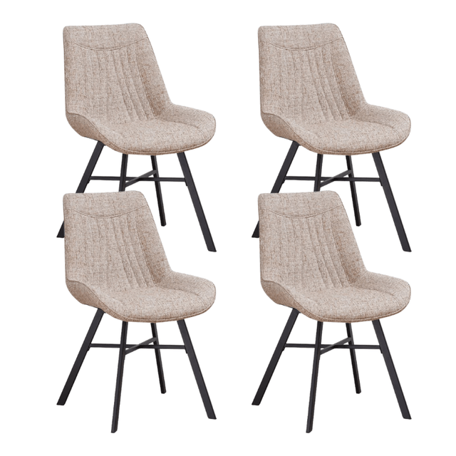 Dining room chairs - Set of 4 Dining room chairs Jada Chenille Fabric Beige - Without Armrests - Dimehouse