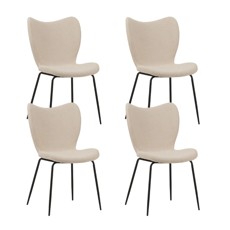 Dining room chairs - Set of 4 Dining room chairs Sia Beige Bouclé Fabric - Without Armrests - Dimehouse