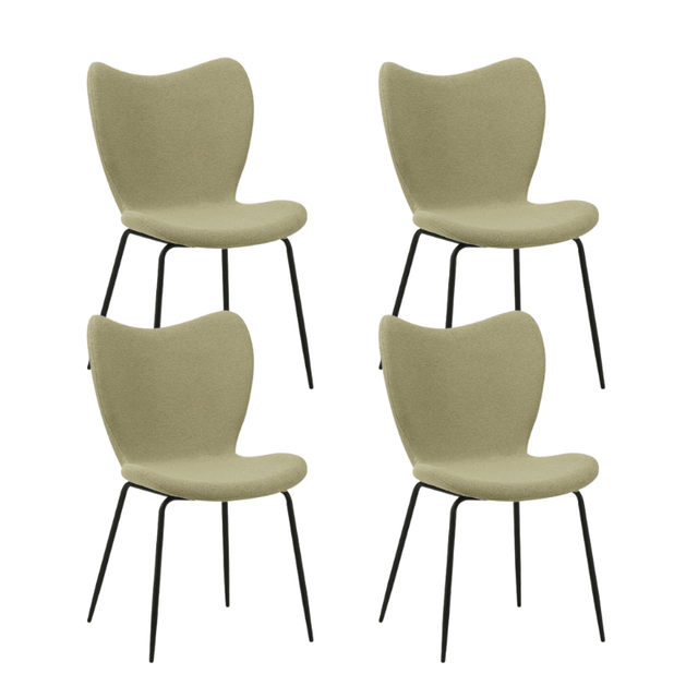 Dining room chairs - Set of 4 Dining room chairs Sia Green Bouclé Fabric - Without Armrests - Dimehouse