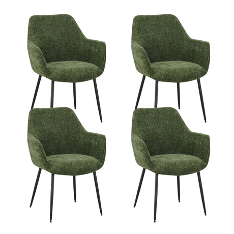 Dining room chairs - Set of 4 Dining room chairs Sev Green Chenille Fabric - With Armrest - Dimehouse