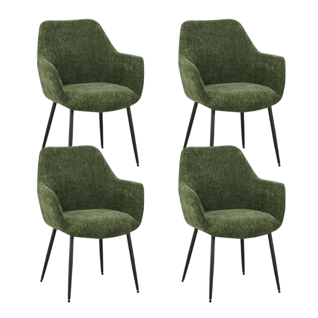 Dining room chairs - Set of 4 Dining room chairs Sev Green Chenille Fabric - With Armrest - Dimehouse