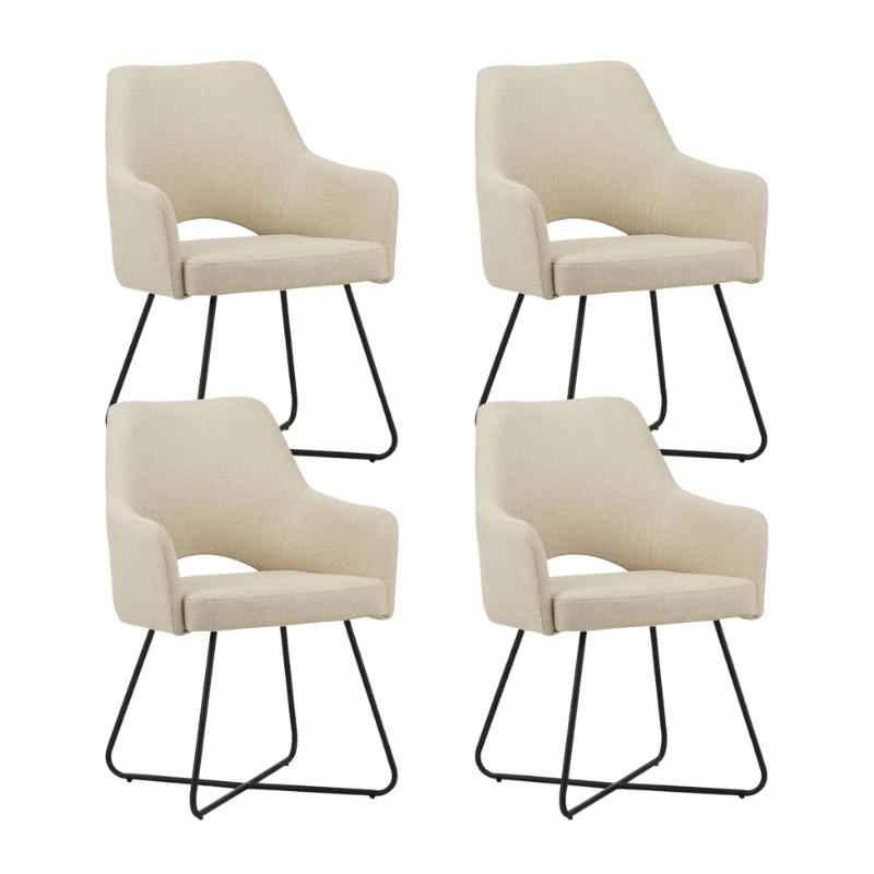 Dining room chairs - Set of 4 Dining room chairs Suzy Beige Fabric - With Armrest - Dimehouse