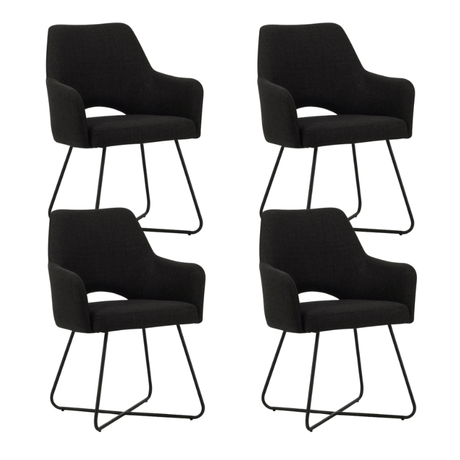 Dining room chairs - Set of 4 Dining room chairs Suzy Black Fabric - With Armrest - Dimehouse