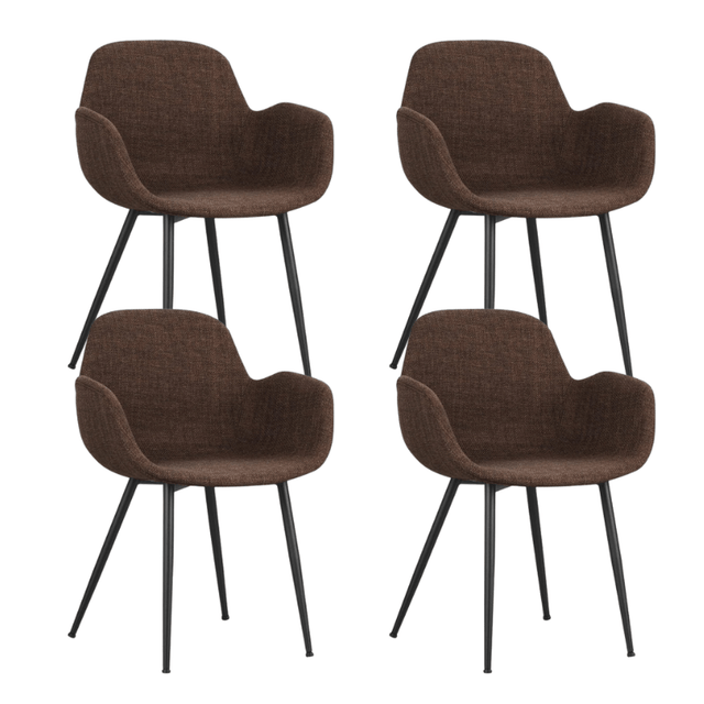 Dining room chairs - Set of 4 Dining room chairs with bucket-shaped seat Mick brown - Dimehouse