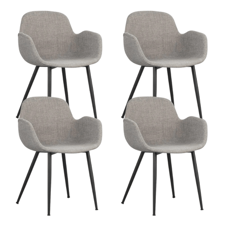 Dining room chairs - Set of 4 Dining room chairs with bucket-shaped seat Mick gray - Dimehouse