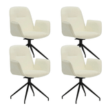Dining room chairs - Set of 4 Swivel Dining room chairs Nela Chenille Cream - With Armrests - Dimehouse