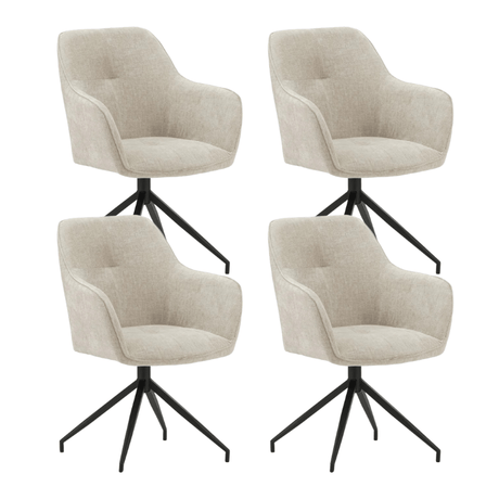 Dining room chairs - Set of 4 Swivel Dining room chairs Camiel Light Gray Chenille - Dimehouse
