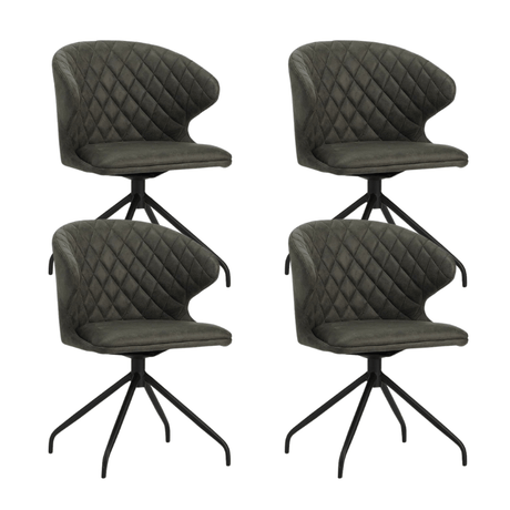 Dining room chairs - Set of 4 Swivel dining room chairs Eloi Anthracite - Dimehouse
