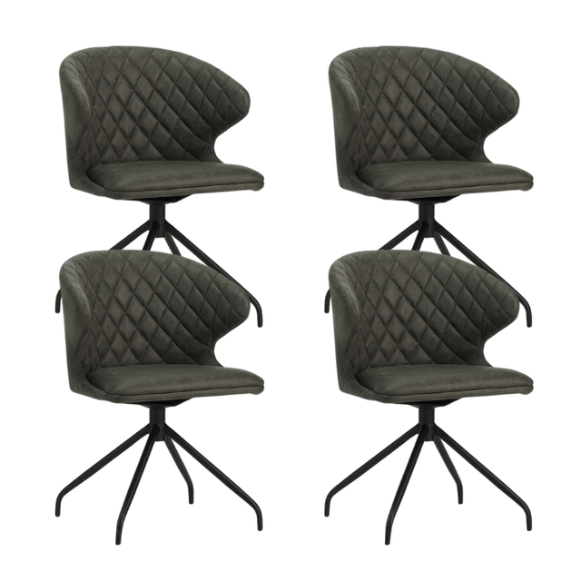 Dining room chairs - Set of 4 Swivel dining room chairs Eloi Anthracite - Dimehouse