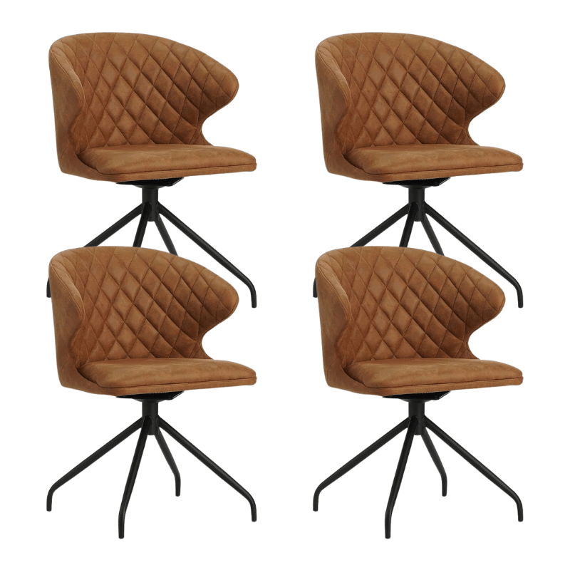 Dining room chairs - Set of 4 Swivel dining room chairs Eloi Cognac - Dimehouse