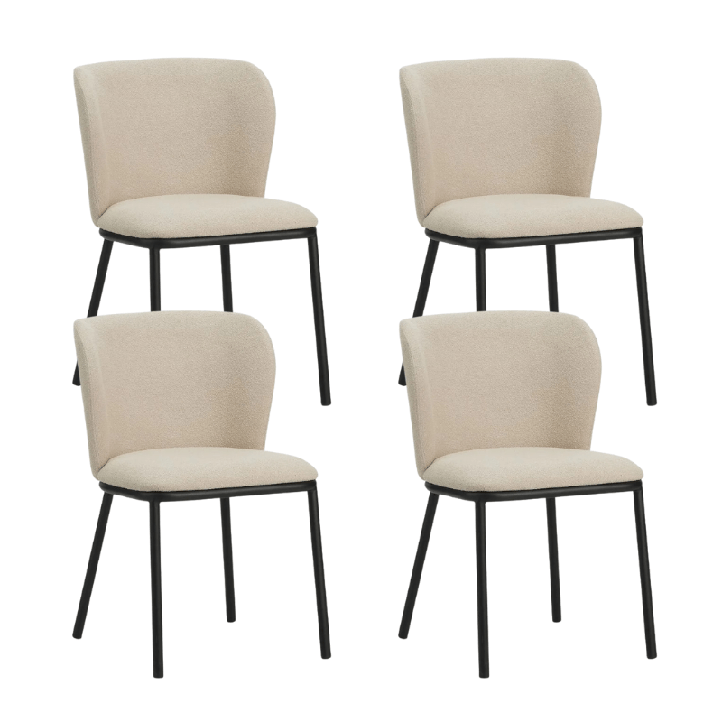 Dining room chairs - Set of 4 Dining room chairs Tess Beige Bouclé Fabric - Without Armrests - Dimehouse