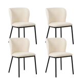 Dining room chairs - Set of 4 Dining room chairs Tess White Bouclé Fabric - Without Armrests - Dimehouse