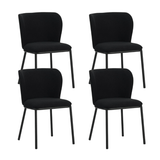 Dining room chairs - Set of 4 Dining room chairs Tess Black Bouclé Fabric - Without Armrests - Dimehouse