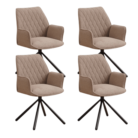 Dining room chairs - Set of 4 Swivel dining room chairs Novan Taupe Bouclé - 180° Rotatable - Dimehouse
