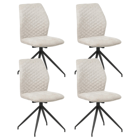Dining room chairs - Set of 4 Swivel Dining room chairs Light gray Charly Chenille Fabric - Dimehouse