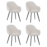 Dining room chairs - Set of 4 Modern Dining room chairs Remy Ribbed Cream - With Armrests - Dimehouse
