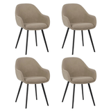Dining room chairs - Set of 4 Modern Dining room chairs Remy Rib Fabric Taupe - With Armrests - Dimehouse