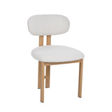 Dining room chairs - Japandi Dining room chair Miyo Bouclé Beige - Oak look Frame - Dimehouse