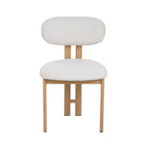 Dining room chairs - Japandi Dining room chair Miyo Bouclé Beige - Oak look Frame - Dimehouse
