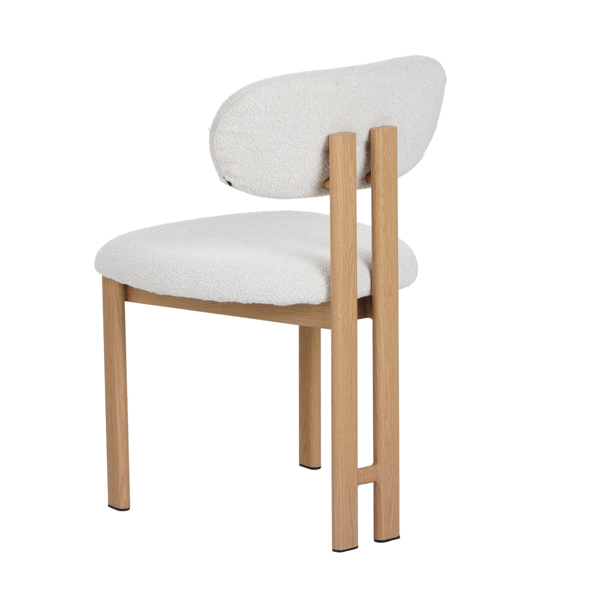 Dining room chairs - Japandi Dining room chair Miyo Bouclé Beige - Oak look Frame - Dimehouse