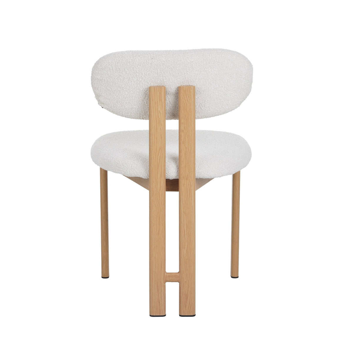 Dining room chairs - Japandi Dining room chair Miyo Bouclé Beige - Oak look Frame - Dimehouse